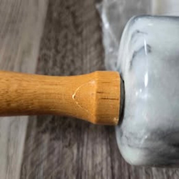 HBC Vintage Marble Rolling Pin with Wood Handles & Cradle Stand - Picture 6 of 6